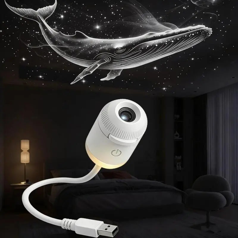 2-In-1 Projector Night Light,Usb Galaxy Projector with 12 Random Sliding Projection Films,Starry Sky Night Light Projector with Adjustable Brightness for Car,Room Decor, Wall Lamp, a Wonderful Gift